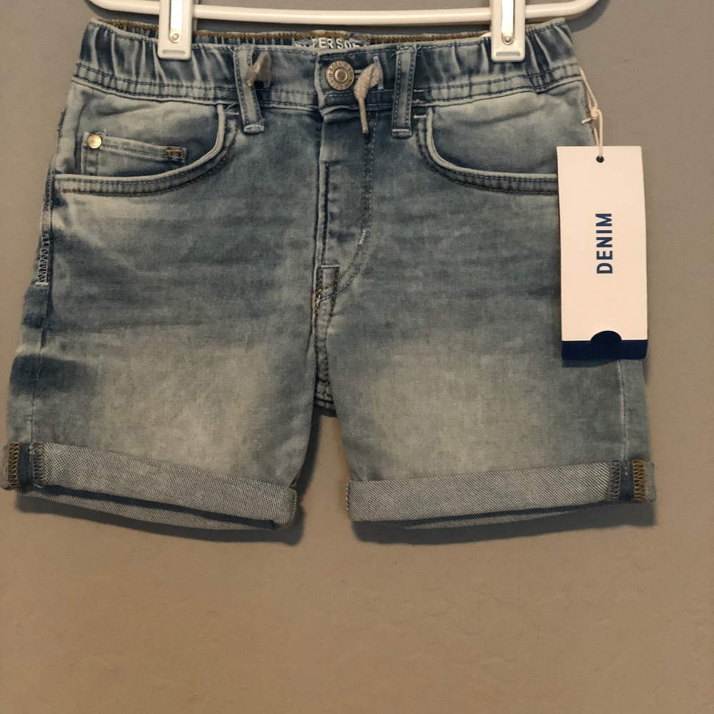 NWT Girls Denim Jean Shorts with Faux Drawstring